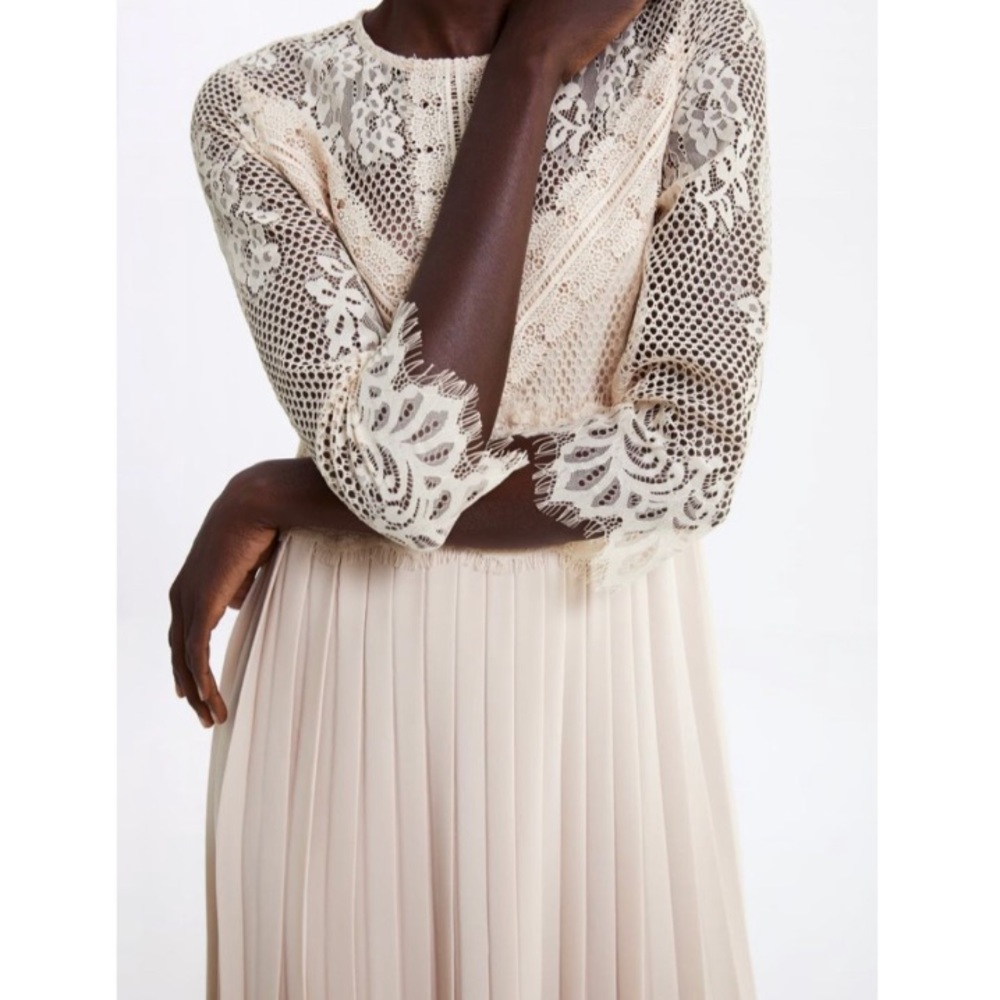 ZARA beige lace midi dress